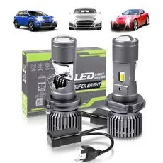 Par Lâmpada Mini Projetor LED H4 Ultra 200w 30000lm Carro e Moto Foco Perfeito