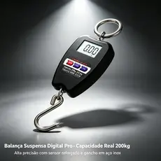 Balança Digital Suspensa de Gancho 200kg Alta Precisão Portátil Profissional - Ideal para Pesca, Carga e Mala