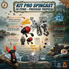 Kit Com 18 Itens Completo Para Spincast Pesca De Estilingue Com Molinete Carretel E Dardos Profissional Para Pesca