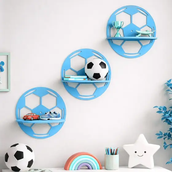 Kit 3 Nichos Prateleira Bola Futebol Para Bebê Infantil Quarto e Sala