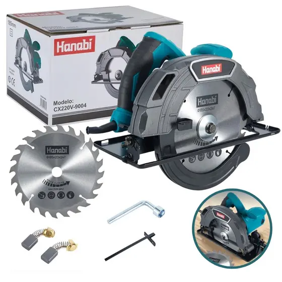 【Hanabi】Serra Circular 1800W Elétrica Profissional Hanabi Disco 185mm 5500rpm Potente P/ Obra