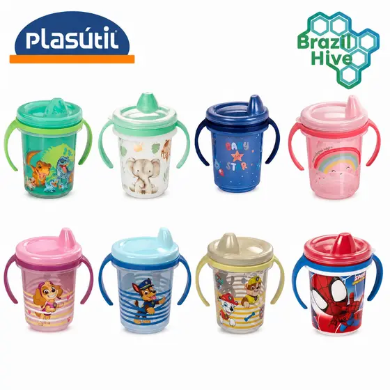 Copinho Infantil de Treinamento Plasútil Bico Anatômico 280/330ml Proteção Antibactéria Sem BPA Vários Modelos Original