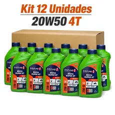 kit 12 Óleo Lubrificante 20w50 4T Lubrificante De 1Litro Para Motos Motor Premium