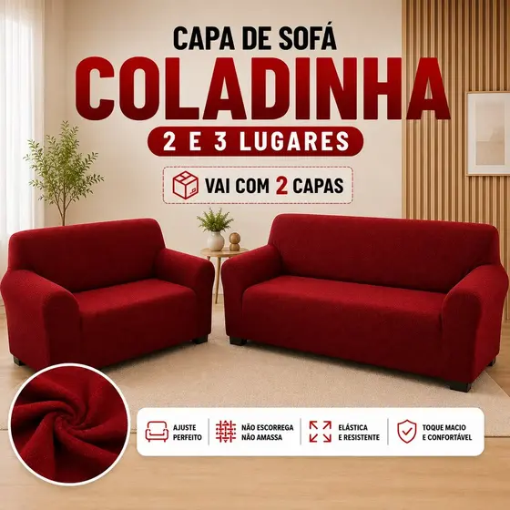 Capa de sofá 3 e 2 Lugares Ligadinha Coladinha Protetora Forro Malha Grossa Fria Premium
