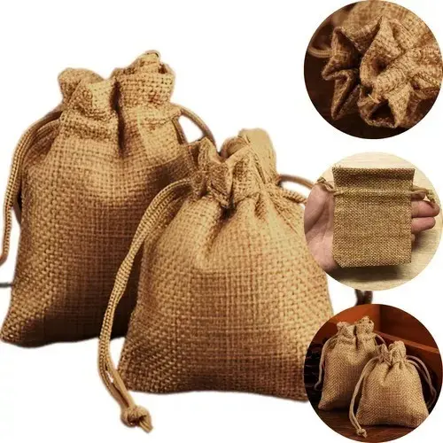 Kit 10/25/50/100 Saquinho Juta Saco Para Lembrancinhas Casamento Decoração Presente Aniversário Eventos Ocasiões Festas