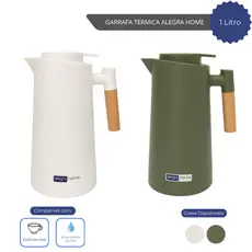 Garrafa Termica 1Litro Cabo Madeira Moderna Alegra Home Premium