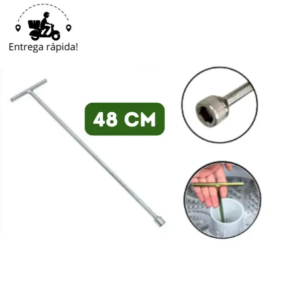 Chave T 10mm Longa para Maquina de Lavar Agitador