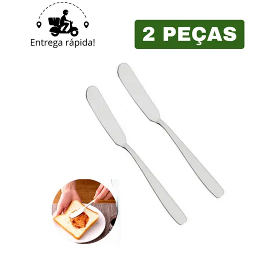 Kit 2 Espátula para Manteiga Patê e Geleia de Aço Inox Cozinha Multiuso