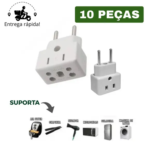 Adaptador de Tomada Ultra Resistente para Secador Air Fryer Microondas Geladeira Benjamin Bivolt