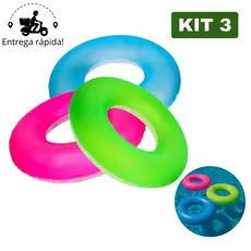 Kit 3 Bóia Inflável Circular Neon Redonda de Piscina 76cm para Criança e Adulto