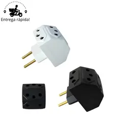 Adaptador de Tomada Benjamin Multiuso Meia Lua com 5 Entradas Bivolt 10A e 20A