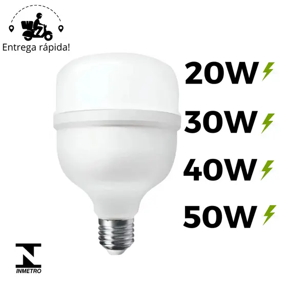 Lampada LED Alta Potência Super Branca E27 Econômica Ultra Brilhante Bivolt Branco Frio 6500K