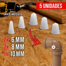 Kit 5 Tapa Furos para Cano d Água Furado com Rosca e 3 Medidas