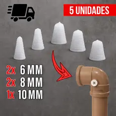 Kit 5 Tapa Furos para Cano de Água Furado com 3 Medidas e com Rosca