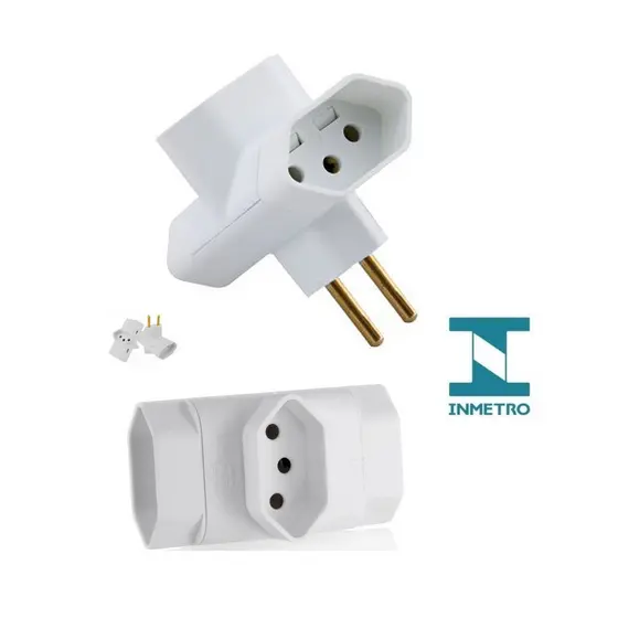 Kit 2 Adaptador de Tomada Benjamin 3 PINOS Formato T de 10A