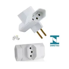 Kit 2 Adaptador de Tomada Benjamin 3 PINOS Formato T de 10A