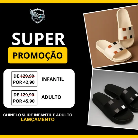 Chinelo infantil e adulto slide casual premium versátil leve confortável macio resistente