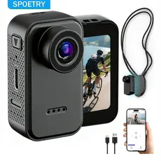 SPOETRY Câmera Filmadora 4K WiFi Estabilizador Bolso Ação Esportiva 130° Magnética para Ciclismo Moto Acampamento