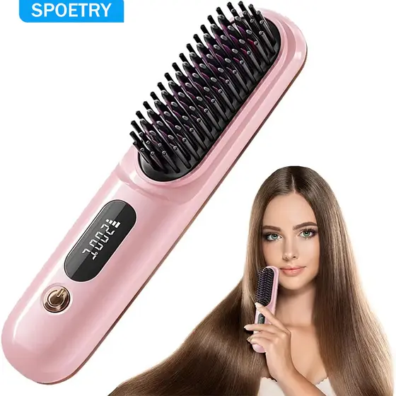 Escova Alisadora De Cabelo Mini Escova Alisadora De Cabelo Portátil Sem Fio USB