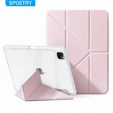SPOETRY Capa Y Dobrar HD Acrílica c/ Slot Caneta Para iPad 9/8/7/10ª/Air 4/5/6/Pro 11" 2018/20/21/22 10.2" 10.9" 11"