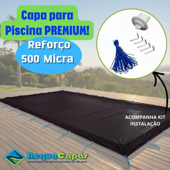 Kit Capa Lona Piscina 6x3 Emborrachada PVC Anti Rasgo Mofo com Ilhós Cordas e Pinos Forte Oferta uv