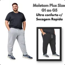Calça Moletom Masculina Plus Size Reta Sem Punho Aveludada Cintura Elástica Cinza Mescla GG ao G5