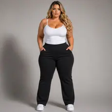 Calça Moletom Preta Feminina Plus Size Preta GG ao G5