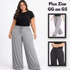 Calça Pantalona Plus Size GG ao G5 Viscose c/ Elastano  Conforto  Cós com Elástico