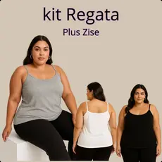 Kit 3 Regatas Alcinha Plus Size GG-G5 Viscose com Elastano Casual