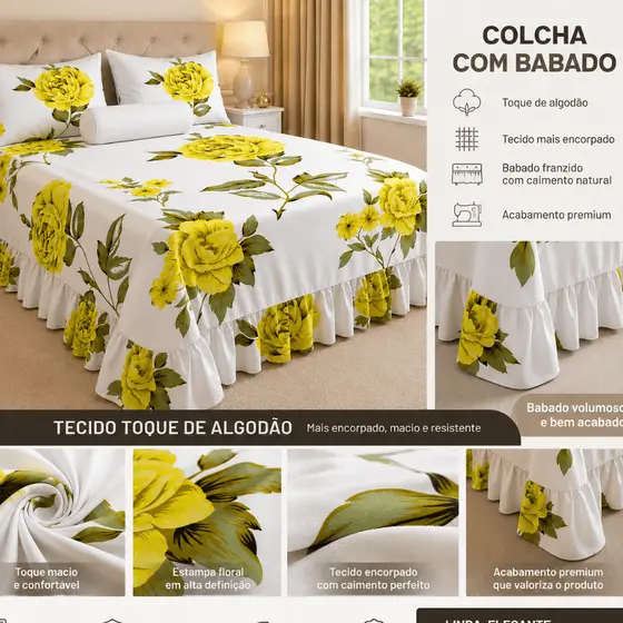 COLCHA CASAL QUEEN KIN SOLTEIRO 400Fios Colcha Com Babado 3 Peças Toque de Seda Macio LENÇOL COM BABADO TOQUE DE ALGODÃO