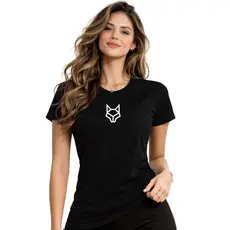 Blusa Lobo Geometric Feminina Dry Fit Academia Fitness Treino Camiseta Logo Branca