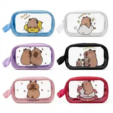 Necessaire Transparente Capivara Grande Portátil Para Viagem Maquiagem Organizador Impermeável 21cm