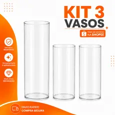 KIT Vasos Acrílico Arranjos de Flores Plantas Para Decoração Sala Casa