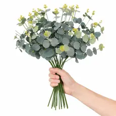 16 Cabeças de Eucalipto Folhas do Dinheiro Plantas Artificiais para Home Office e Jardim