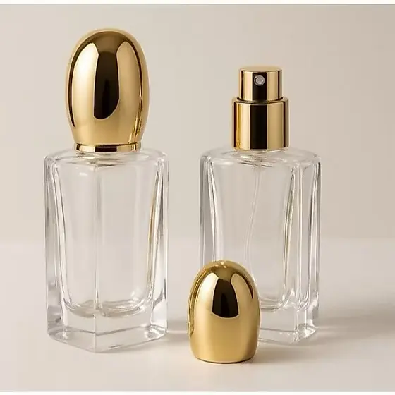 Frasco Vidro com Spray Luxo Elegante Perfume 30ml Tampa Dourado Redonda Xerj