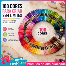 Kit 100 Linhas para Bordado Ponto Cruz Artesanato Algodão e Poliéster