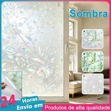Película Eletrostática 3D Mosaico Ladrilho para Vidro 60x200cm Privacidade Translúcida Box Banheiro Janela Porta