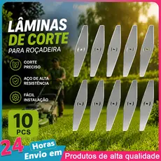 Kit 10 Lâminas Cortador Grama Aparador Bermas Aço Reforçado Profissional Capinador Jardinagem Paisagismo