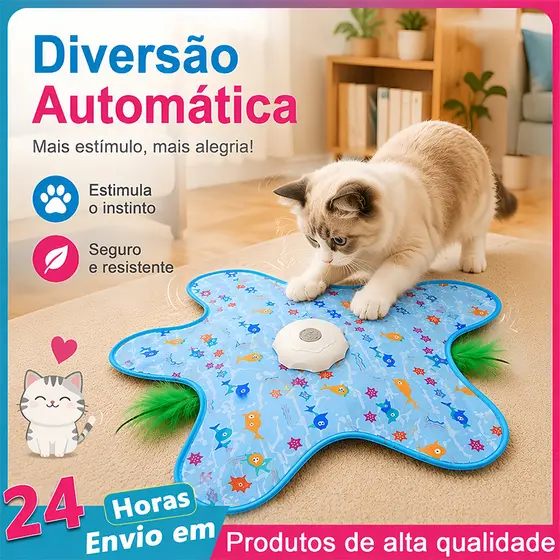 Brinquedo Interativo para Gatos Elétrico Automático Borboleta Voadora Tapete Móvel Teaser de Penas Alívio do Tédio