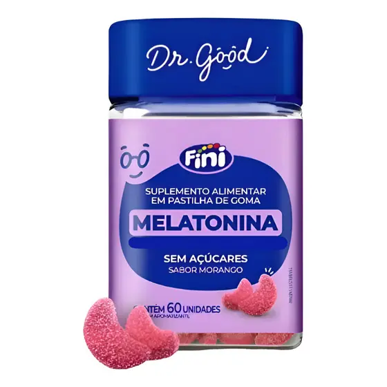 Melatonina Em Gomas Sabor Morango 60 Gomas - Fini Dr Good 0.21mg