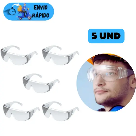 KIT 5 ÓCULOS DE SEGURANÇA SOBREPOR INCOLOR VALEPLAST PARA PROTEÇÃO ANTIRRISCO TRABALHO EPI COM CA