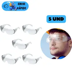 KIT 5 ÓCULOS DE SEGURANÇA SOBREPOR INCOLOR VALEPLAST PARA PROTEÇÃO ANTIRRISCO TRABALHO EPI COM CA