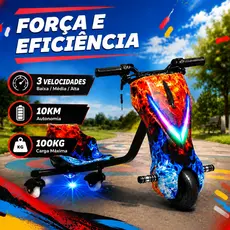 ✨Triciclo Elétrico Infantil Drift Oficial Ice Fire 36V 350W Com LED 3 Velocidades