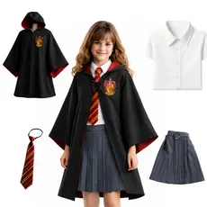 Fantasia Cosplay Hermione Granger Completa (Capa, Camisa, Saia e Gravata) Harry Potter Grifinória