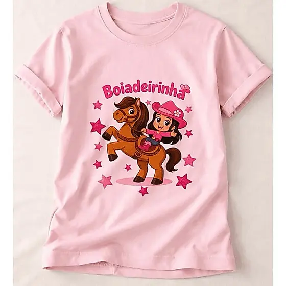 Camiseta Infantil Meninas Boiadeirinha Cavalo Ana Castela Algodão Premium Envio Imediato
