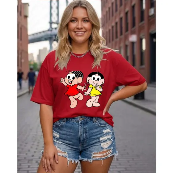Camiseta Feminina Plus Size T-shirt Blusa Estampa Turma Monica G1 ao G4 100% Algodão