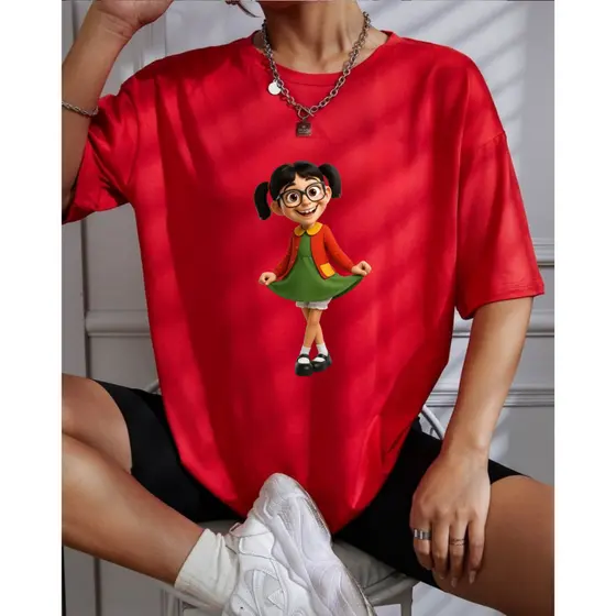 Camiseta Feminina Over Chiquinha Florinda Clotilde 4 opções de cores Estilo de Rua Largo