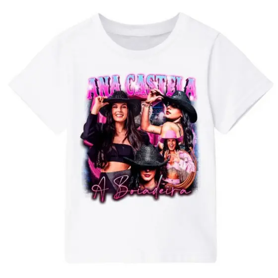 Camiseta Infantil Ana Castela A Boiadeira 100% Algodão Blusa Meninas Sertanejo 2 ao 14