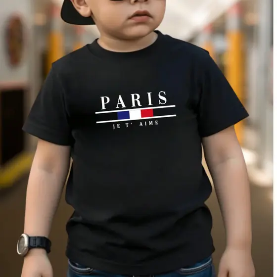 Camiseta Infantil Masculina Streetwear Paris Style T-Shirt em Algodão Premium 2 ao 14