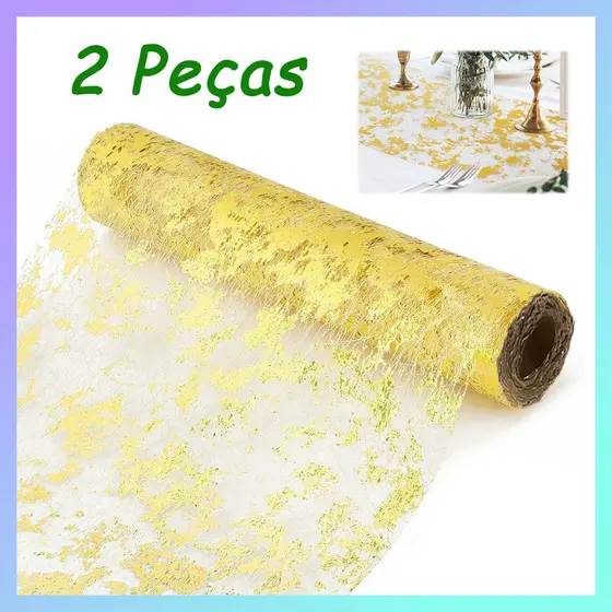 2 peças corredor de mesa de gaze dourada 28*275cm festa aniversário natal decoração de mesa gaze